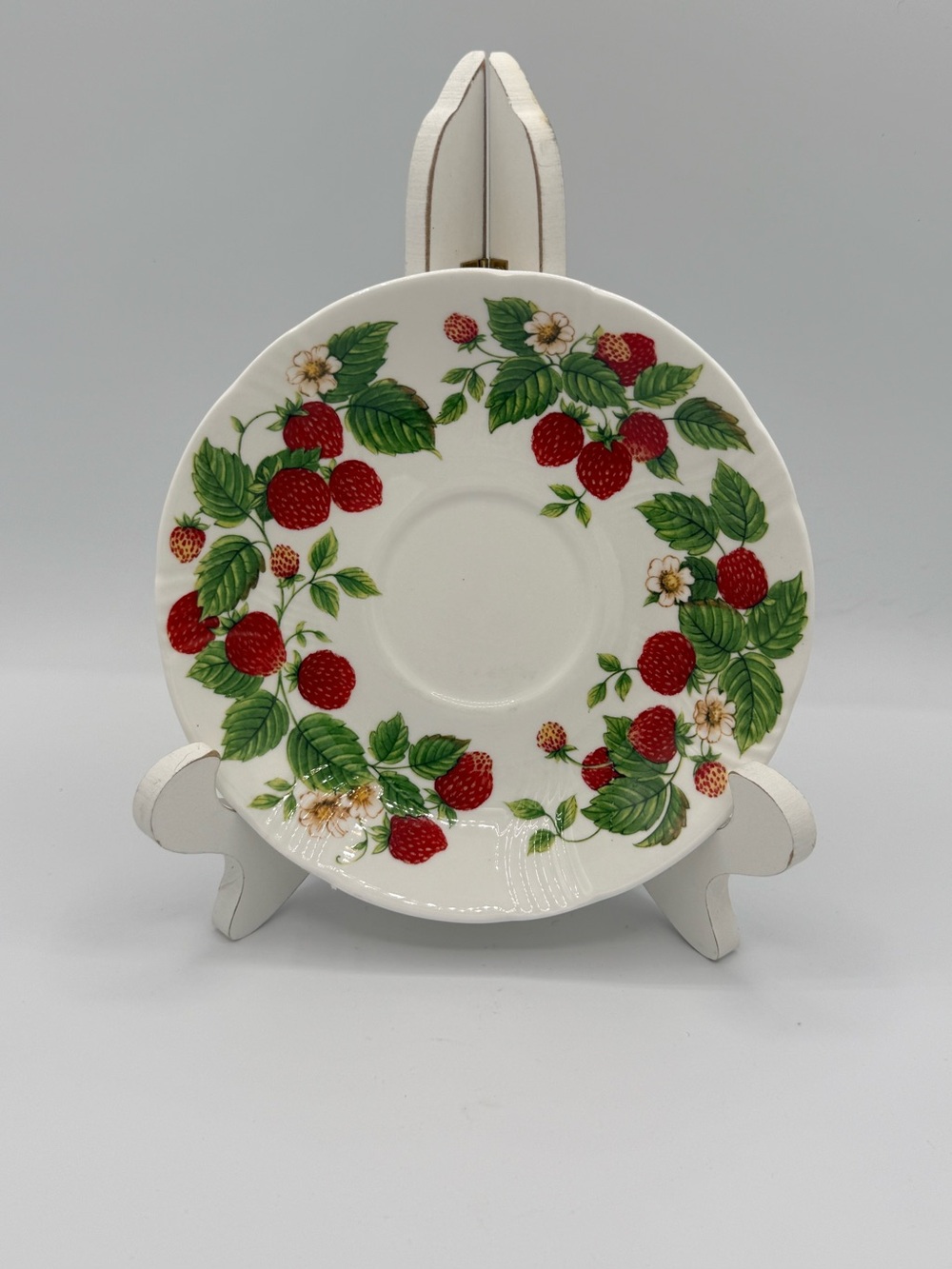 Roy Kirkham Fruit Garden-Strawberry stamped Plate. Fine bone China